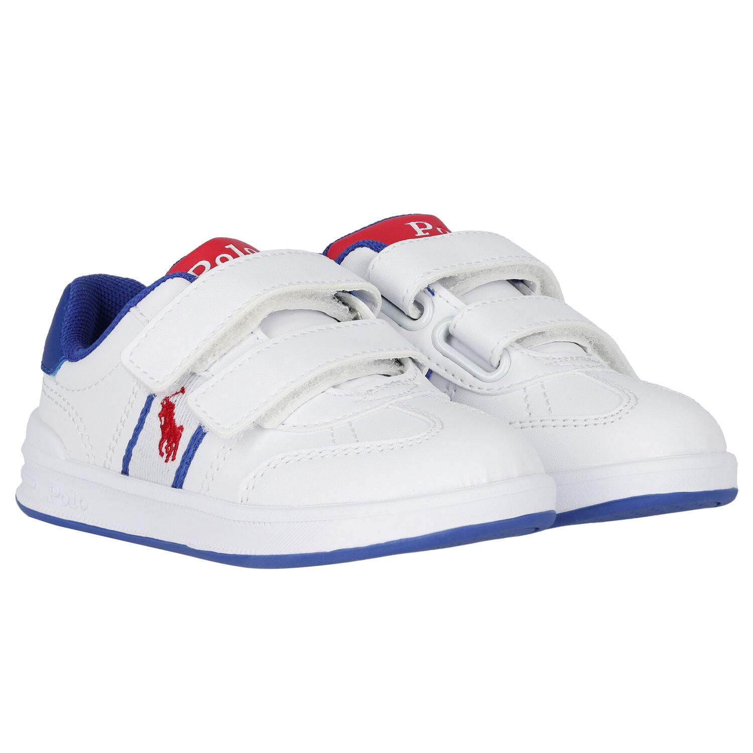 Younger Boys White Logo Trainers, 1, hi-res