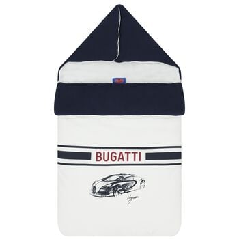 Baby White & Navy Blue Boys Logo Nest