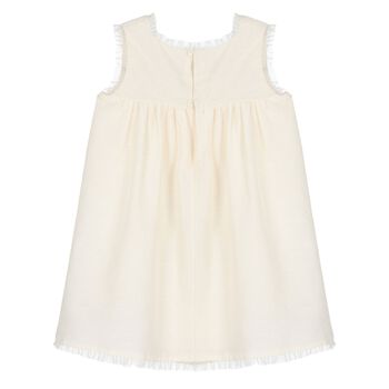 Younger Girls Beige Web Striped Dress