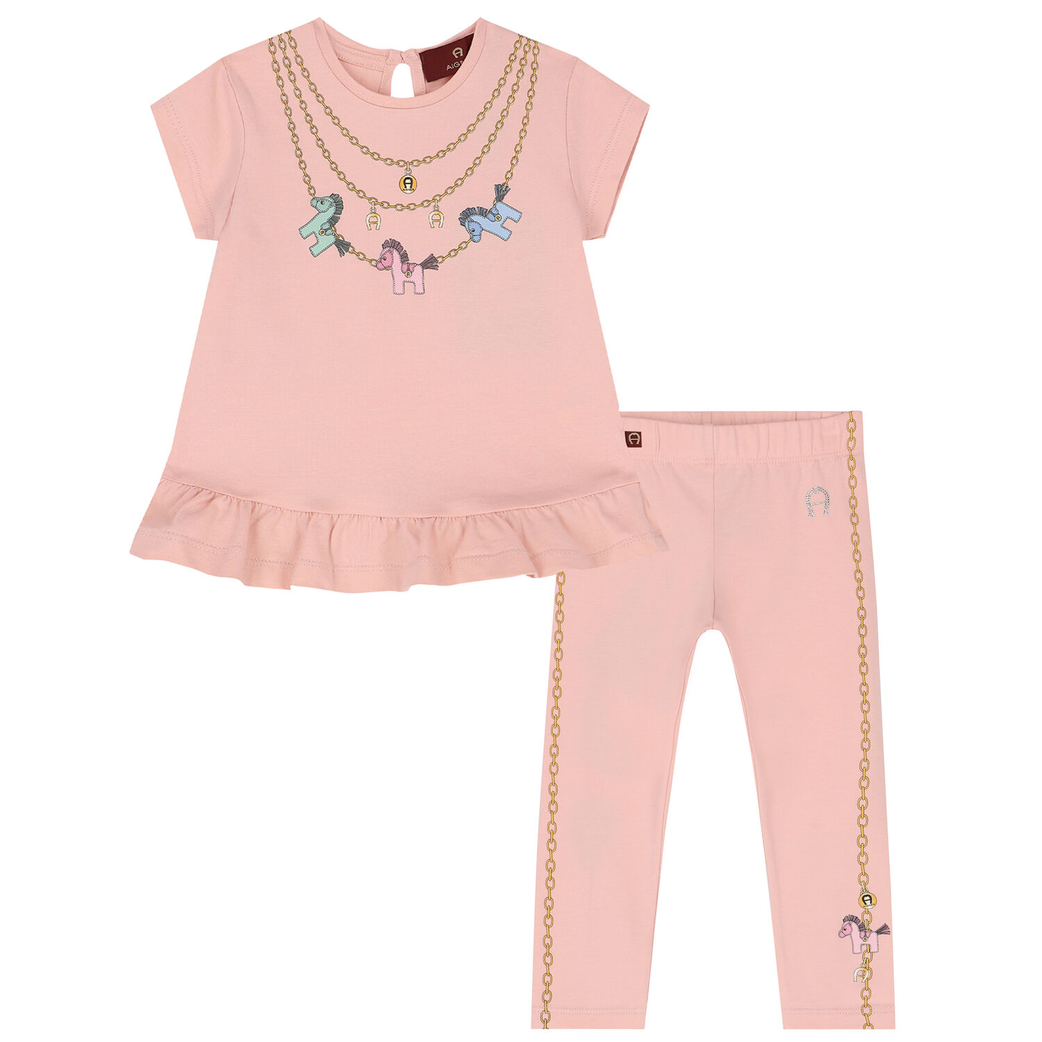 Younger Girls Pink Logo Leggings Set, 1, hi-res