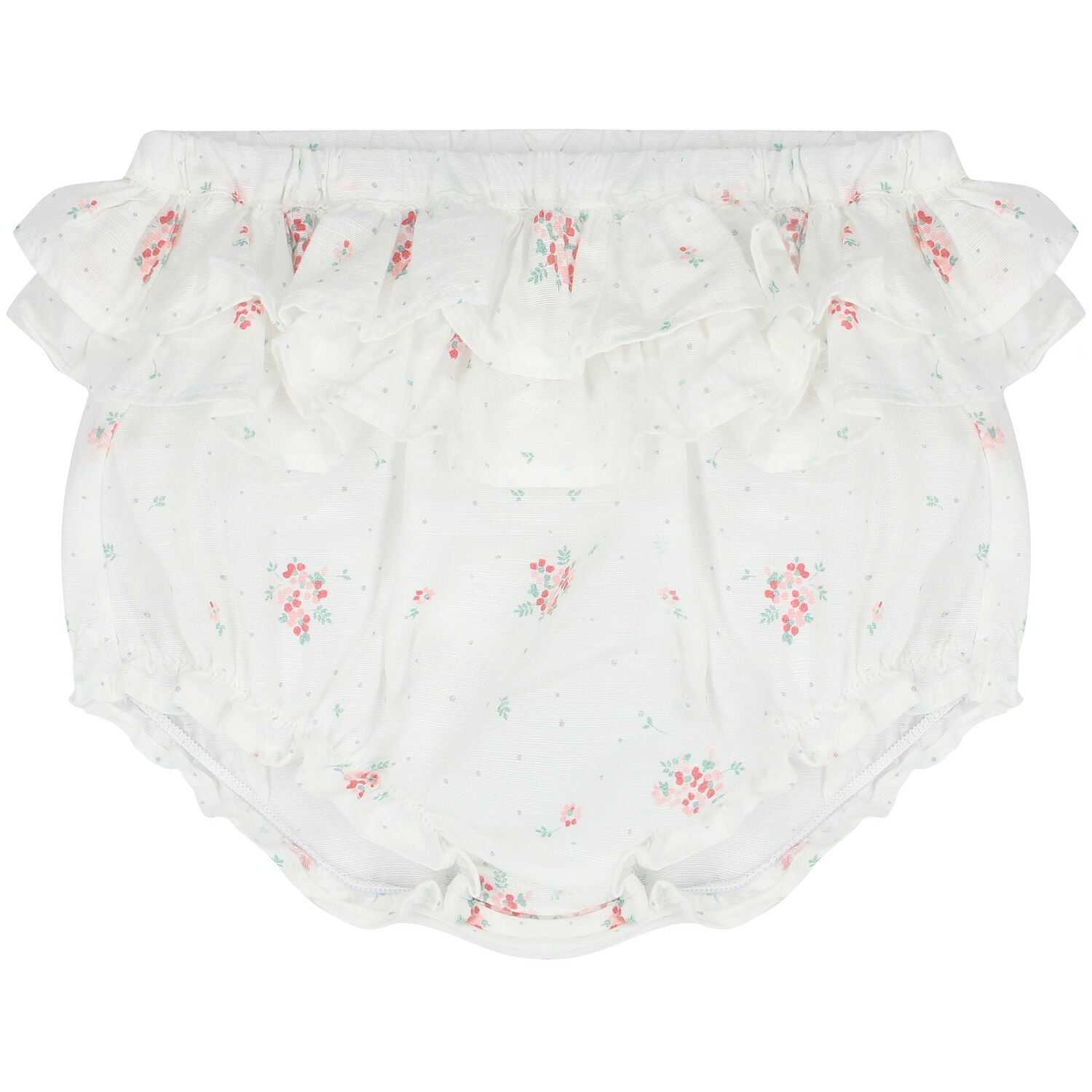 Baby Girls White Floral Pants, 1, hi-res