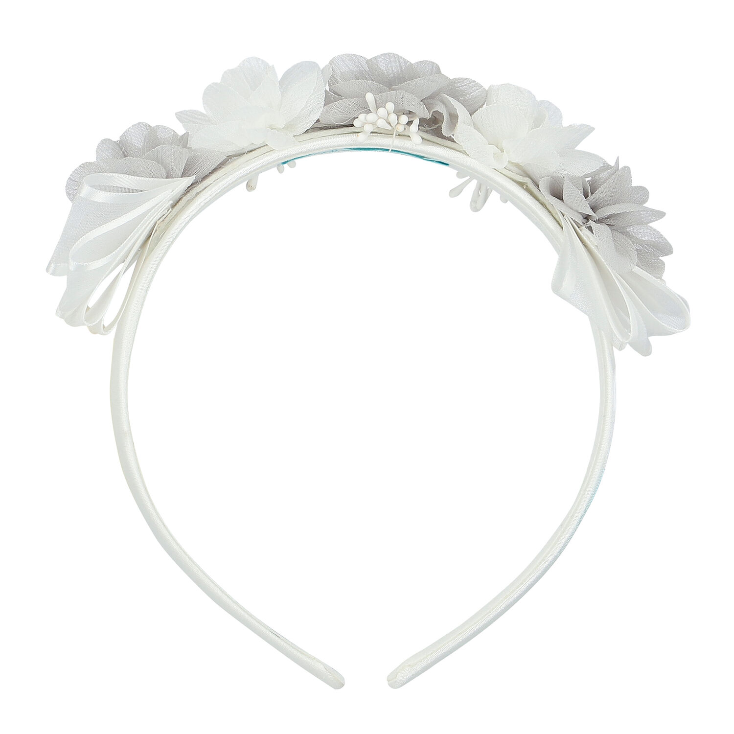 Girls Grey & White Floral Headband, 2, hi-res