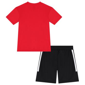 Boys Red & Black Marvel Shorts Set