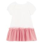 فستان بنات بطبعة الزهور باللون الأبيض والزهري, 2, hi-res