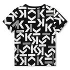 تيشيرت أولاد بالشعار باللون الأسود والأبيض, 1, hi-res