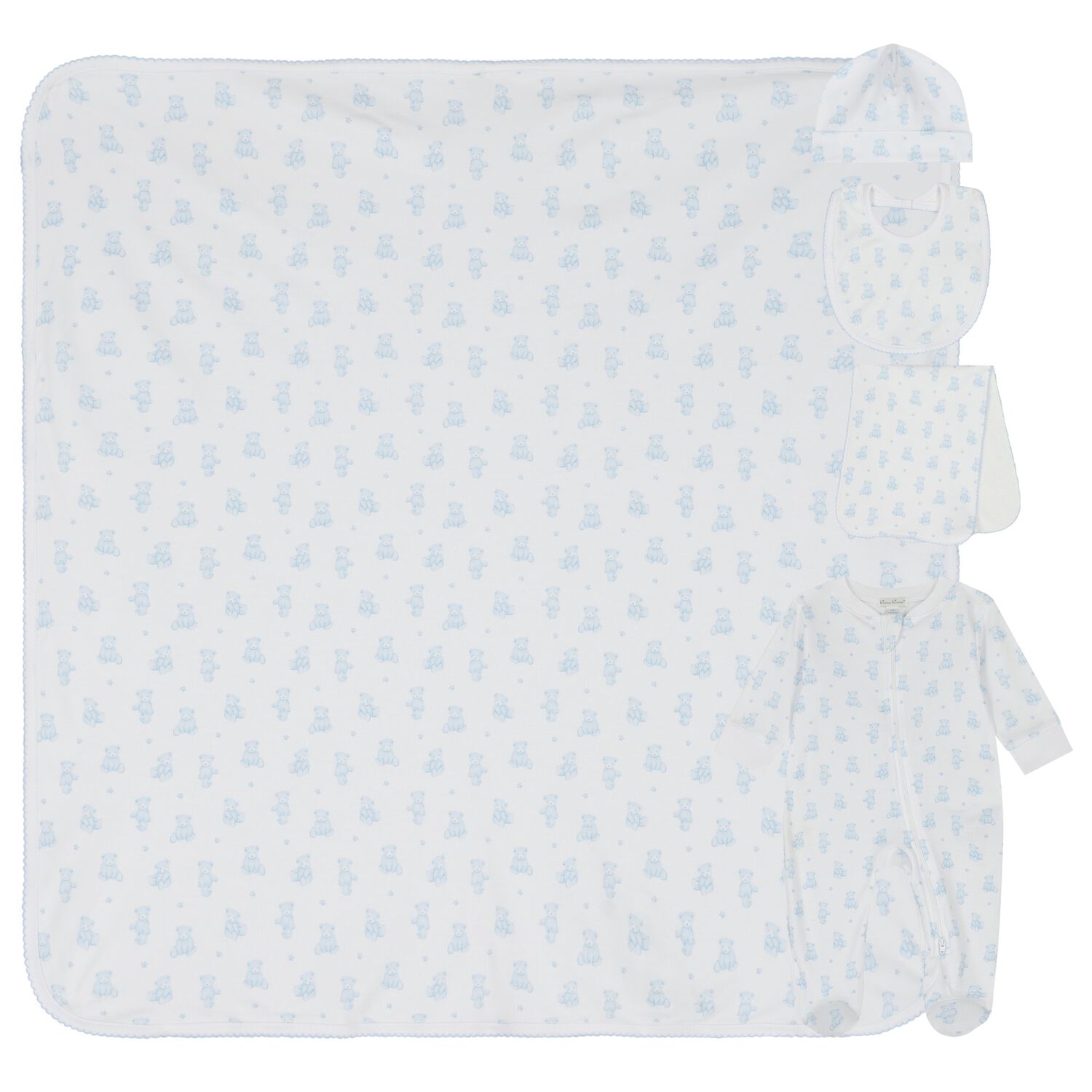 Baby Boys White & Blue Teddy Bear Babygrow Gift Set, 1, hi-res