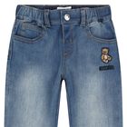 Younger Blue Teddy Bear Logo Denim Jeans, 1, hi-res