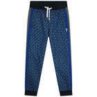 Boys Blue Monogram Logo Joggers, 1, hi-res