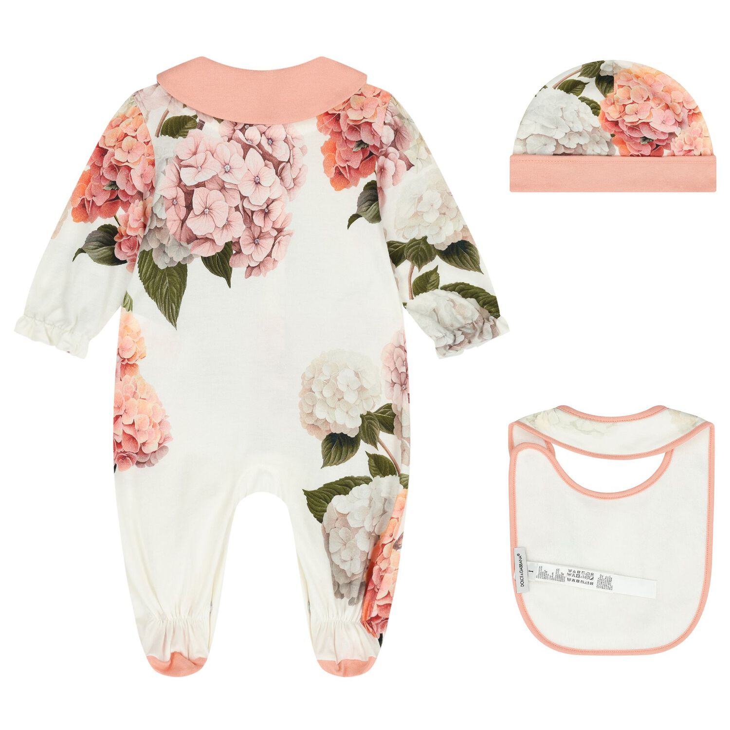 Baby Girls Ivory & Pink Floral Logo Babygrow Gift Set, 1, hi-res