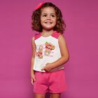 طقم بنات شورت باللون الأبيض والزهري, 1, hi-res