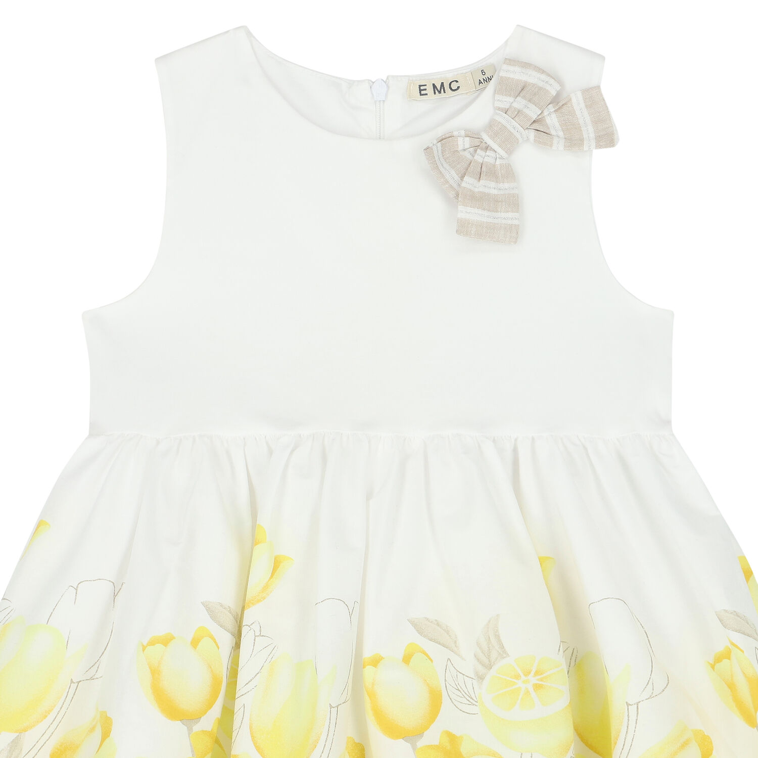 Girls White & Yellow Floral Dress, 1, hi-res image number null