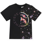 تيشيرت بالشعار باللون الاسود للبنات, 1, hi-res