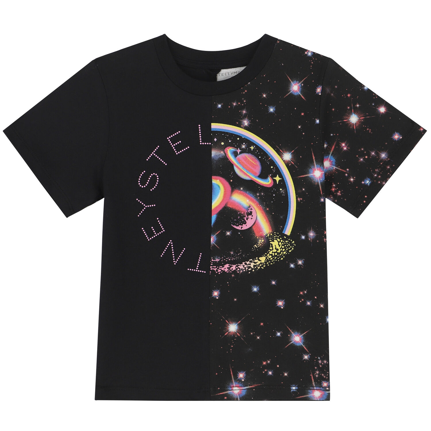 تيشيرت بالشعار باللون الاسود للبنات, 1, hi-res image number null