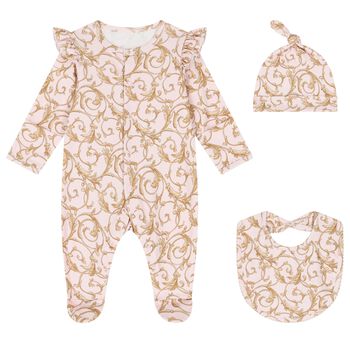 Baby Girls Pink & Gold Babygrow Gift Set (3 Piece)