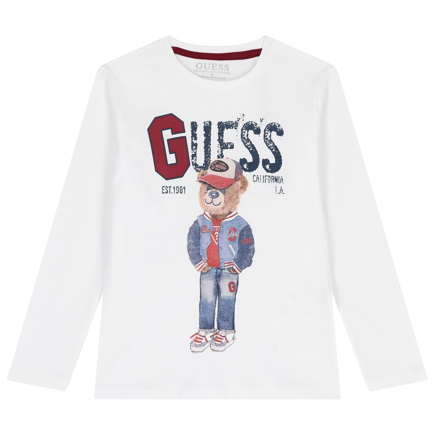 Boys White Teddy Bear Long Sleeve Top, 2, hi-res image number null