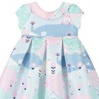 فستان ساتان باللون  الأزرق والوردي للبنات  , 1, hi-res