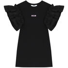 Girls Black Logo Dress, 1, hi-res