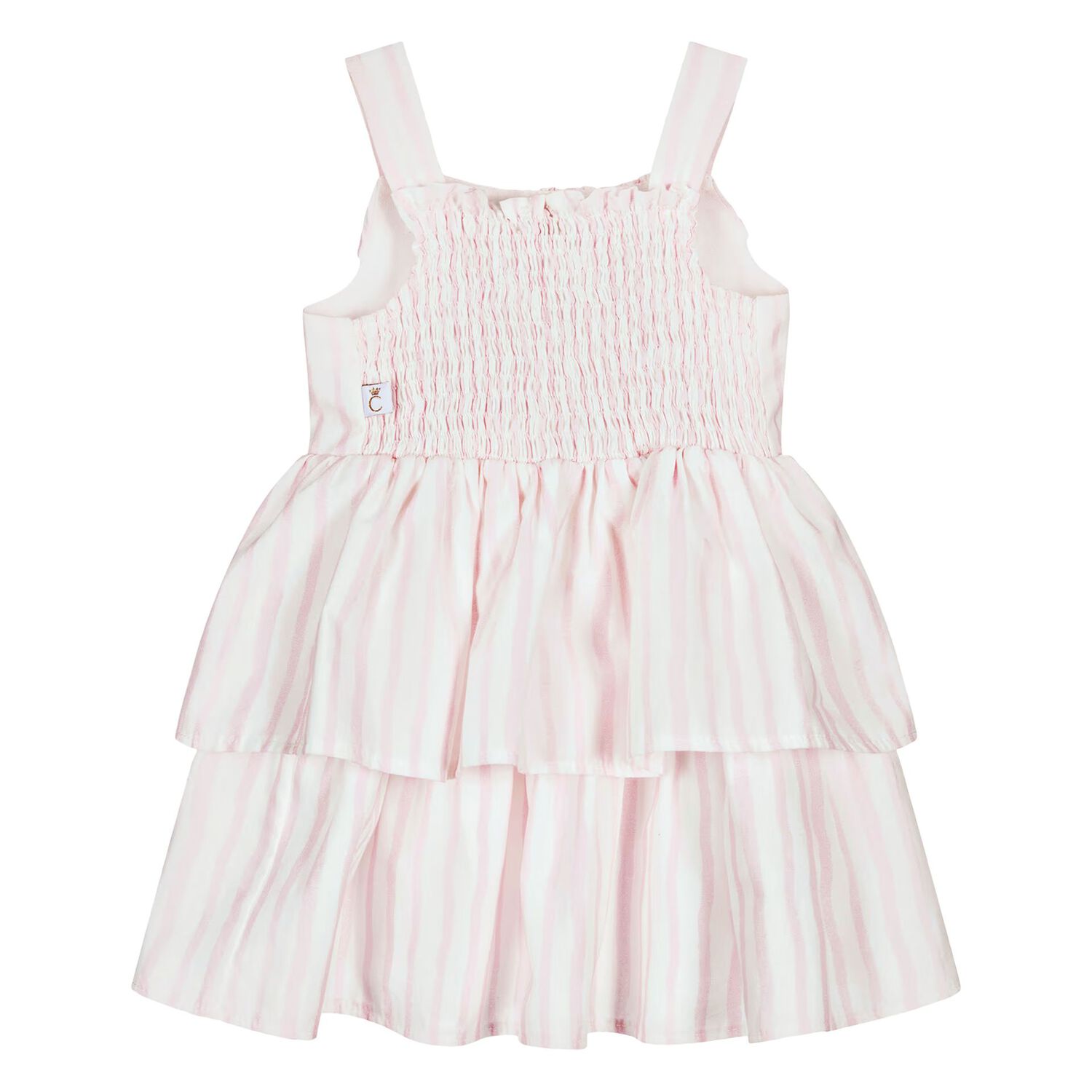 Baby Girls White & Pink Striped Dress Set, 1, hi-res
