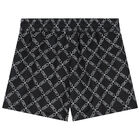 Girls Black Chain Logo Shorts, 1, hi-res