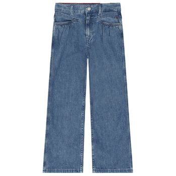 Girls Blue Logo Denim Jeans