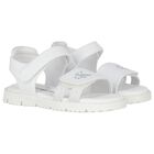 Girls White Logo Sandals, 1, hi-res