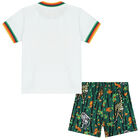 طقم شورت بالشعار باللون الابيض والاخضر للاولاد, 1, hi-res