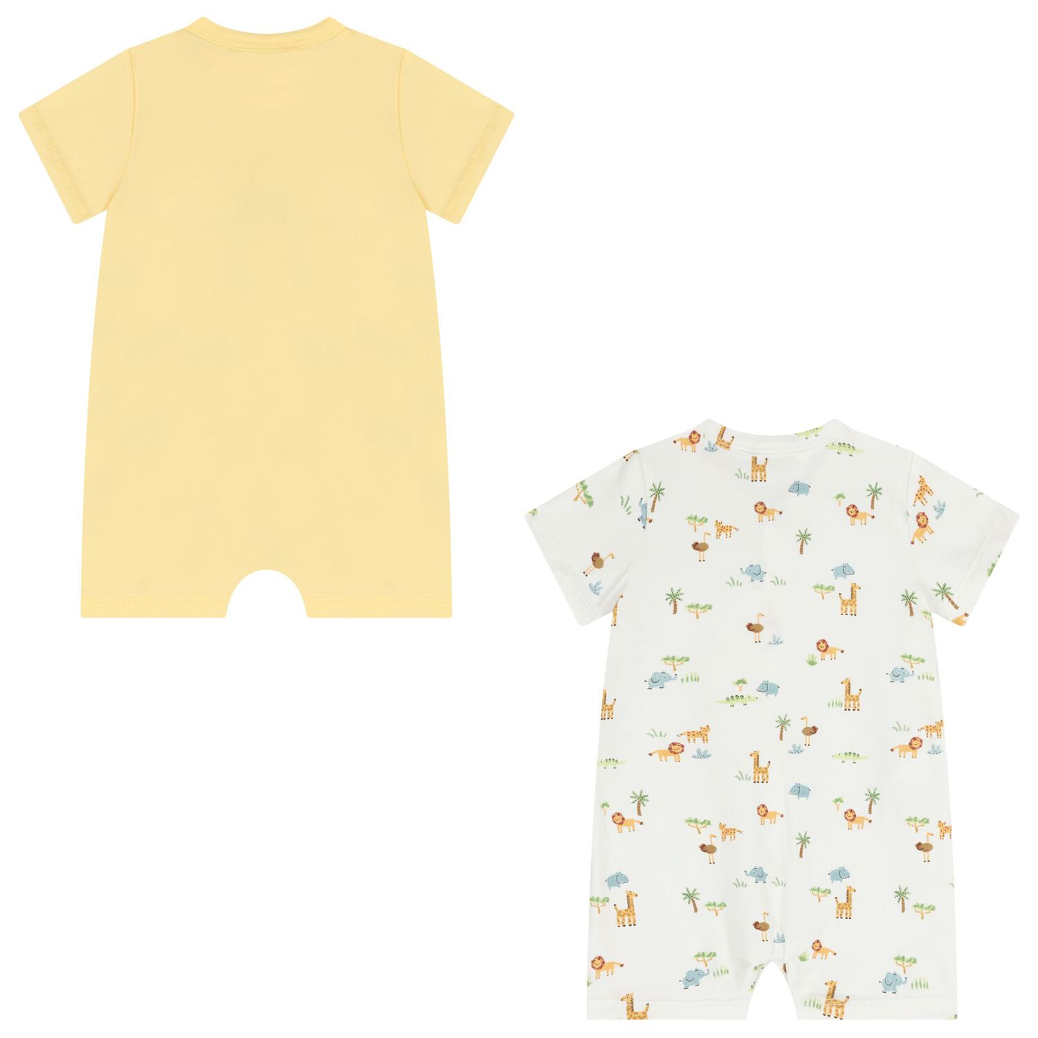 Baby Boys White & Yellow Animals Romper ( 2-Pack ), 3, hi-res