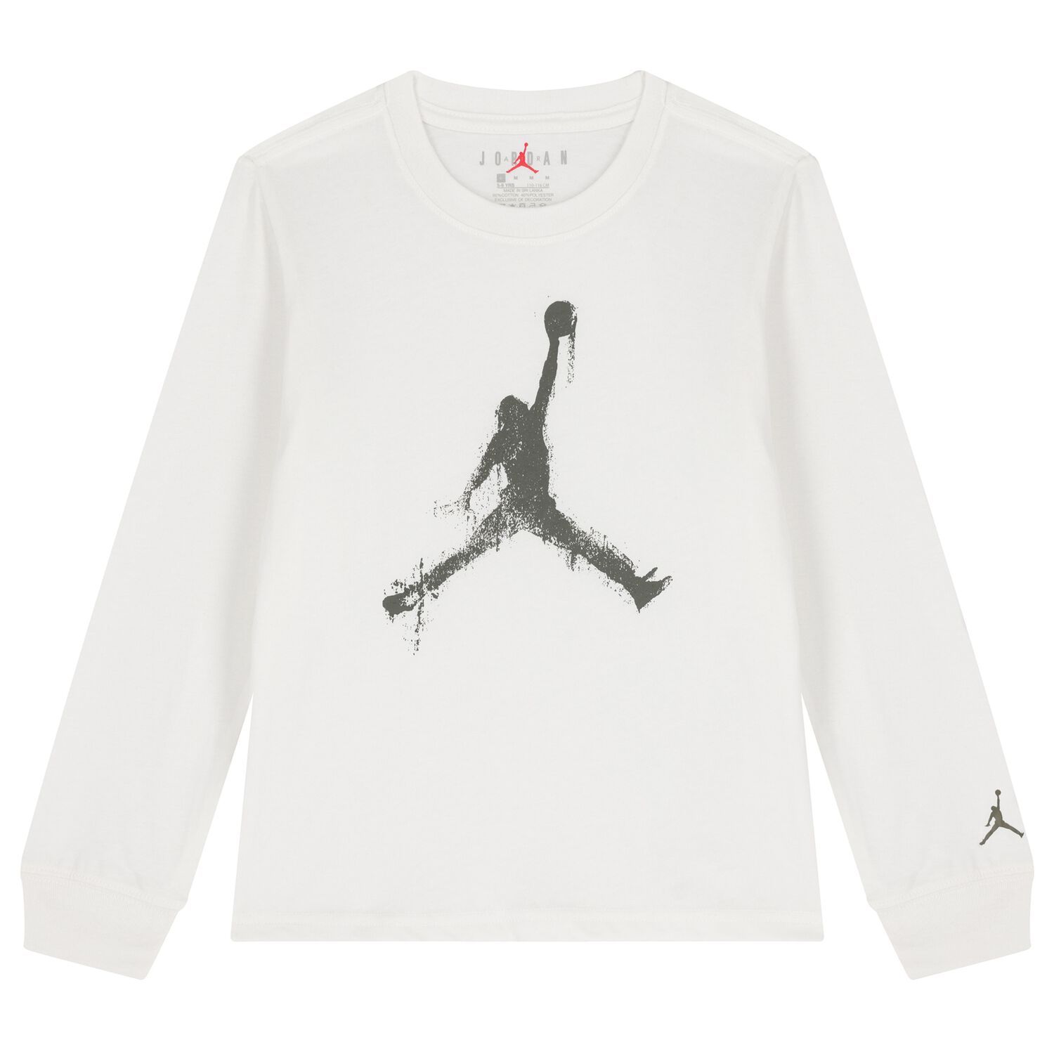 Boys White Jordan Logo Long Sleeve Top, 1, hi-res