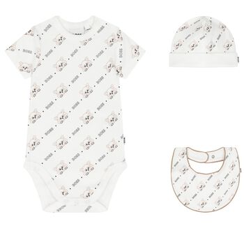 White Red Panda Logo Baby Bodysuit Gift Set