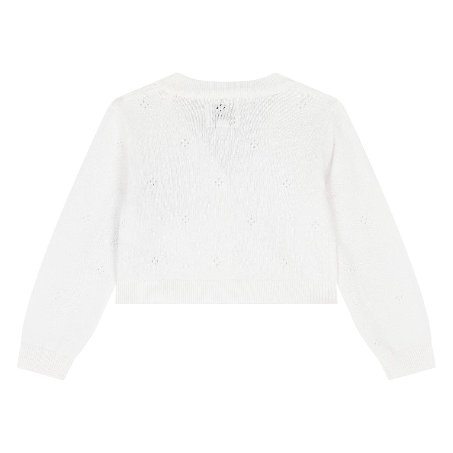 Younger Girls White Knitted Cardigan, 1, hi-res