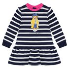 Baby Girls White & Navy Blue Dress Set, 1, hi-res