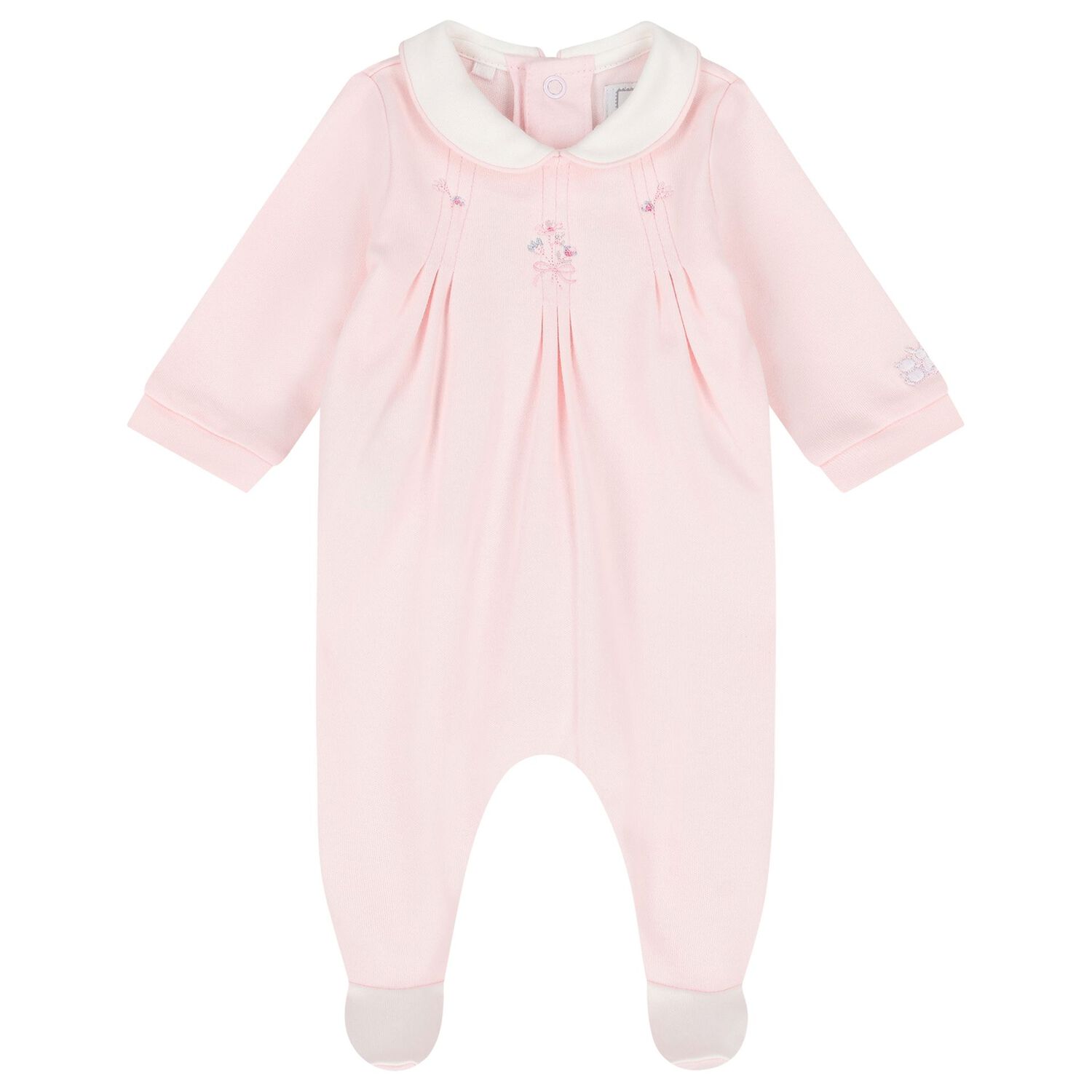 Baby Girls Pink & Ivory Flower Babygrows ( 2-Pack ), 1, hi-res