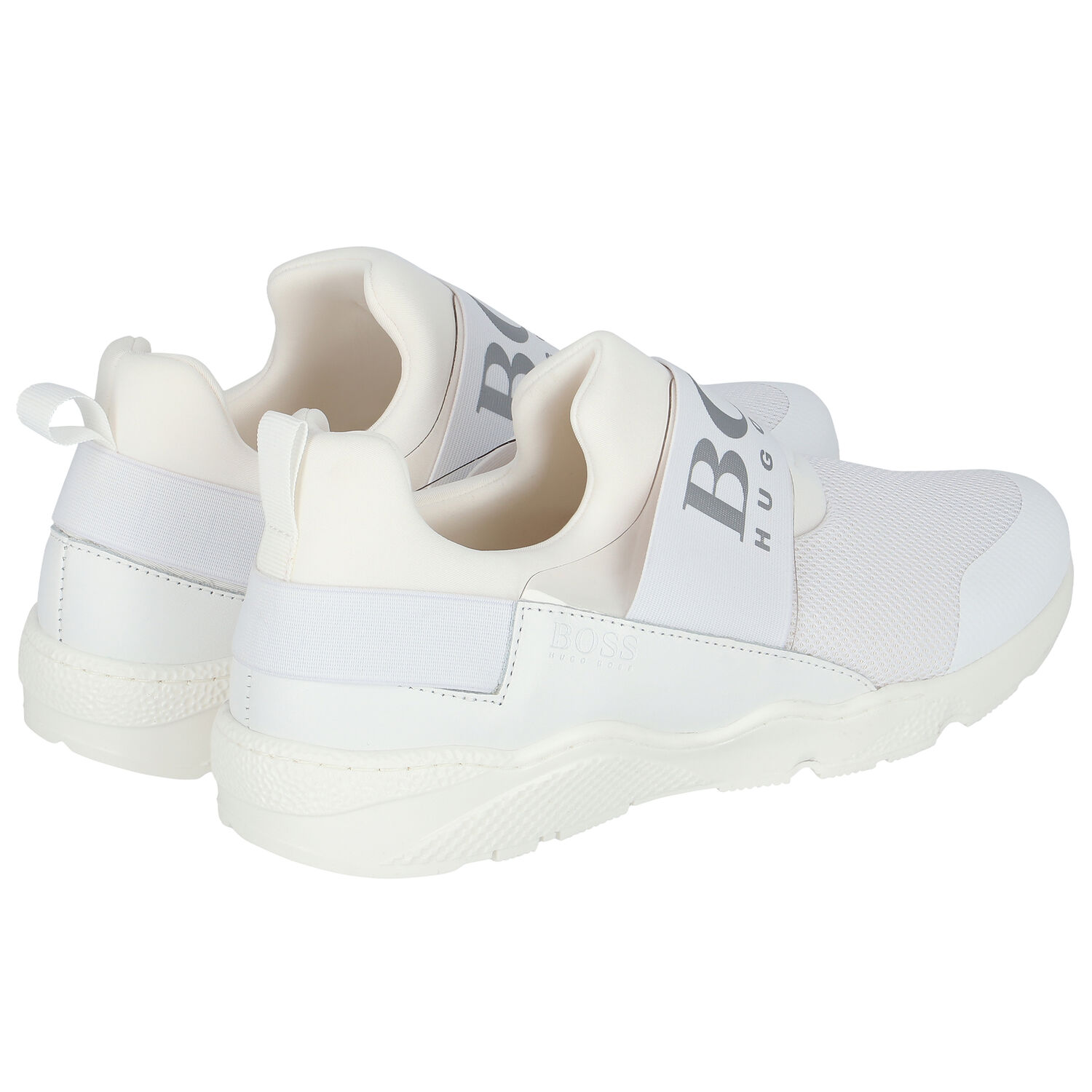 Boys White Logo Trainers, 2, hi-res