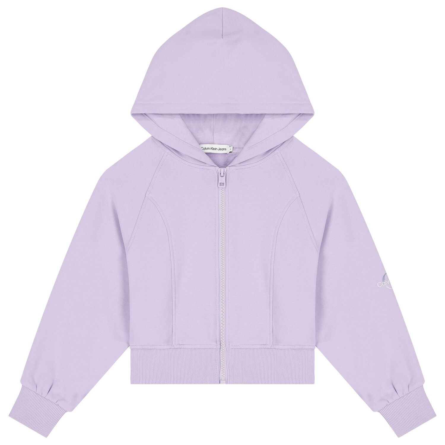 Girls Purple Logo Hooded Zip Up Top, 1, hi-res