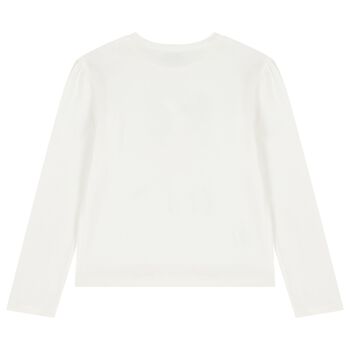 Girls White Embellished Sequin Long Sleeve Top
