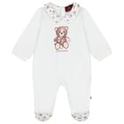 White Teddy Bear Logo Babygrow, 1, hi-res