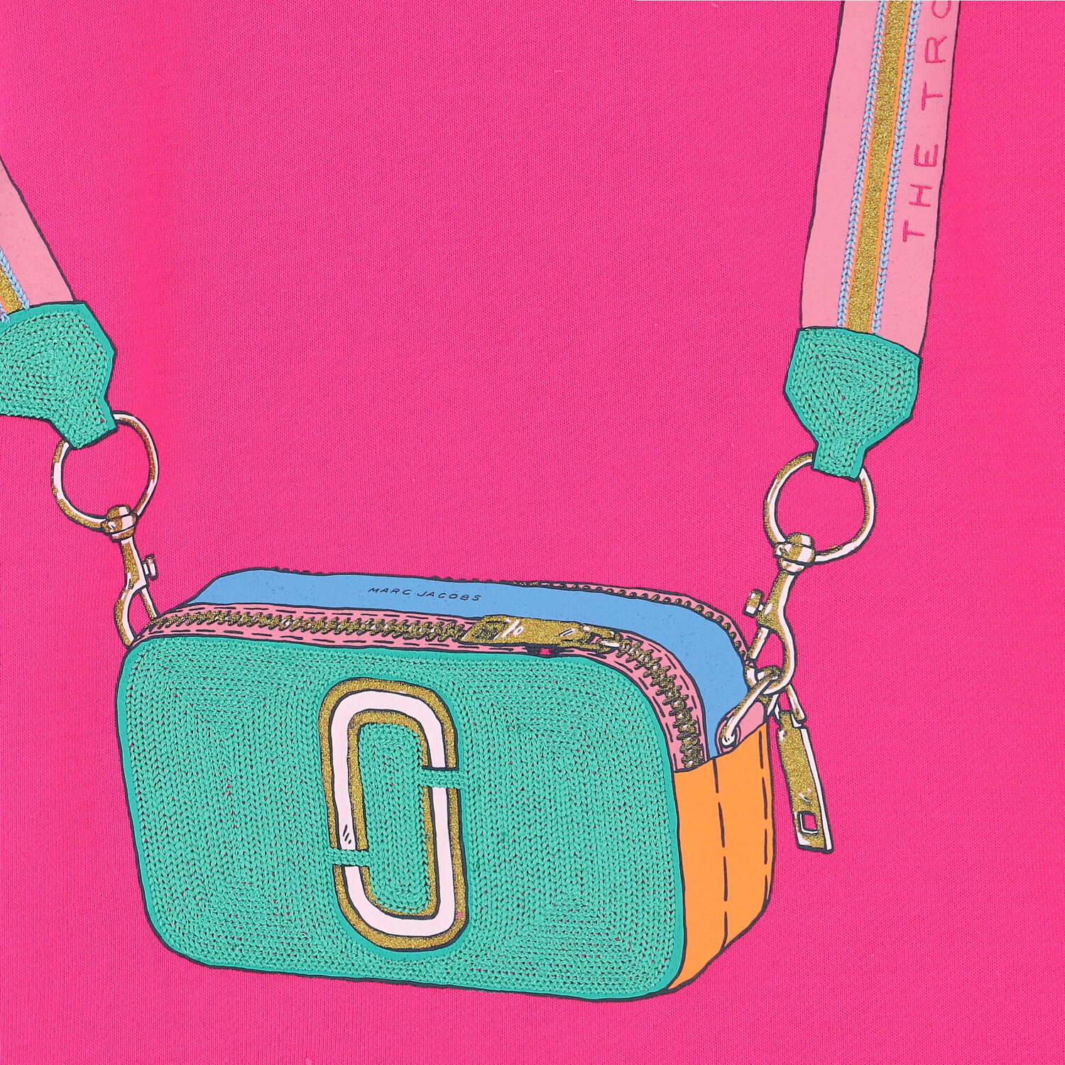 فستان بنات بطبعة شنطة باللون الوردي , 2, hi-res