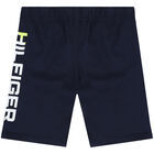 Boys Navy Blue Logo Swim Shorts, 1, hi-res