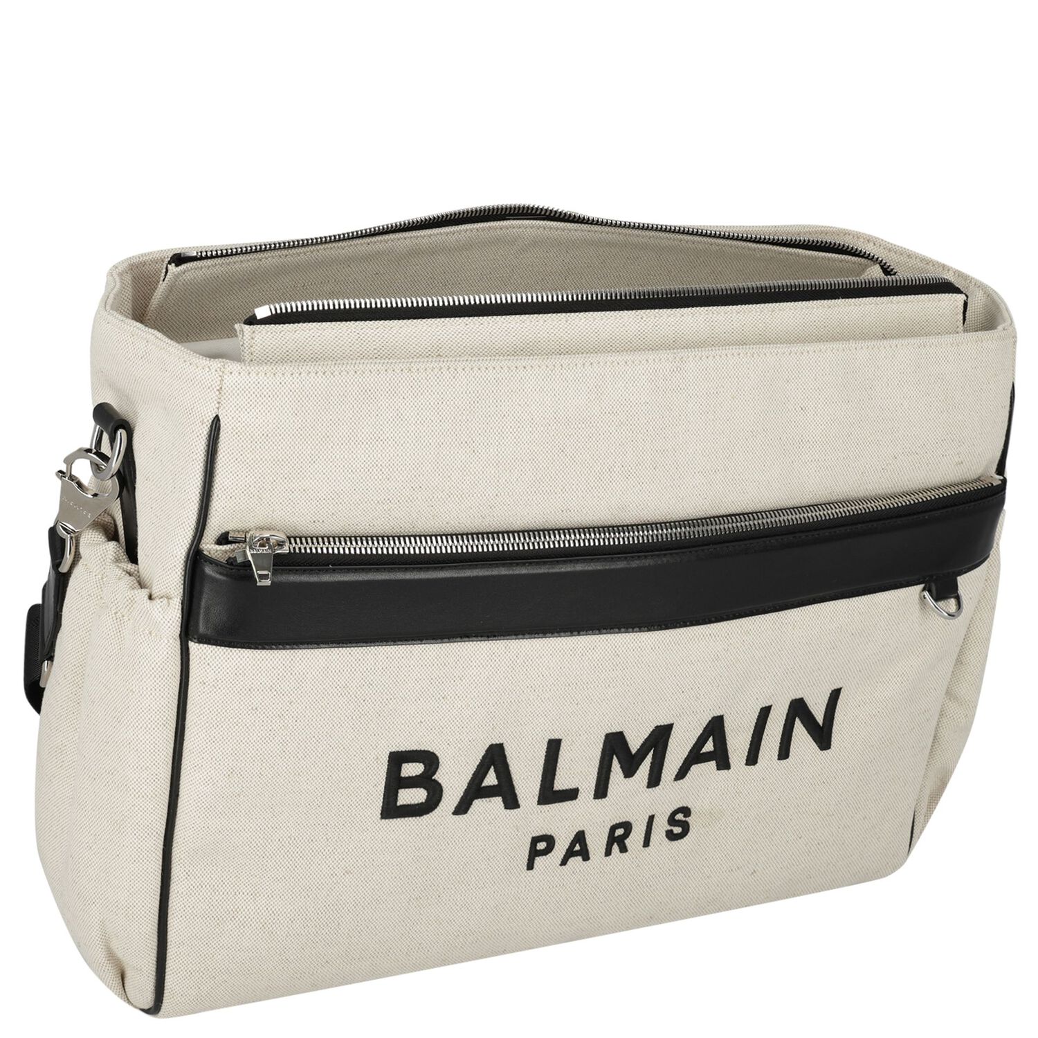 Ivory & Black Logo Baby Changing Bag, 1, hi-res