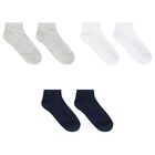 Boys Navy, White & Grey Socks (3 Pair), 2, hi-res