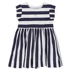 Baby Girls Navy & White Striped Dress, 2, hi-res