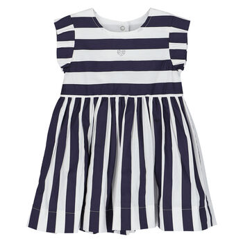 Baby Girls Navy & White Striped Dress
