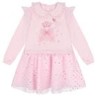 Girls Pink Ruffle Tulle Dress, 2, hi-res
