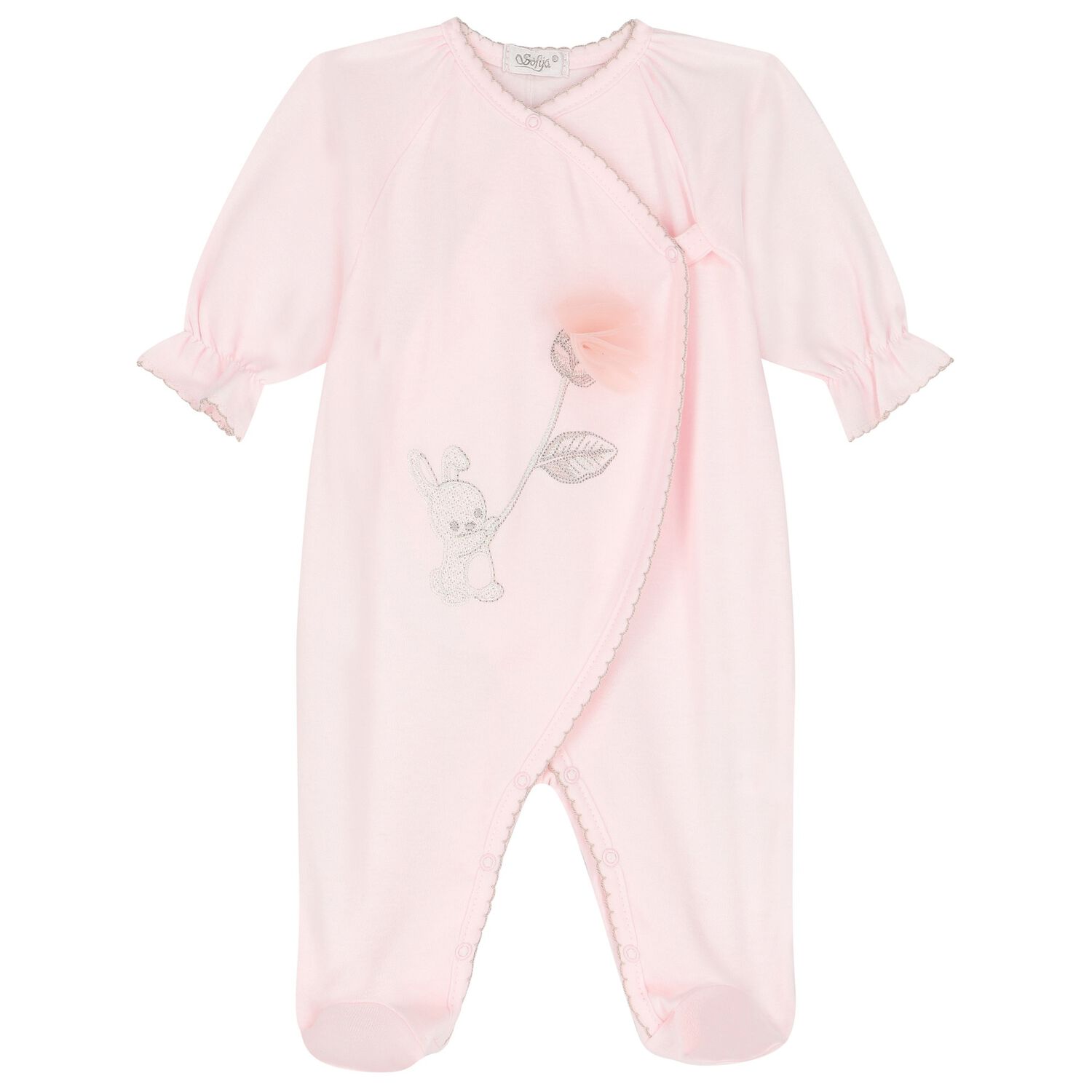 Girls Pink Cotton Babygrow, 2, hi-res