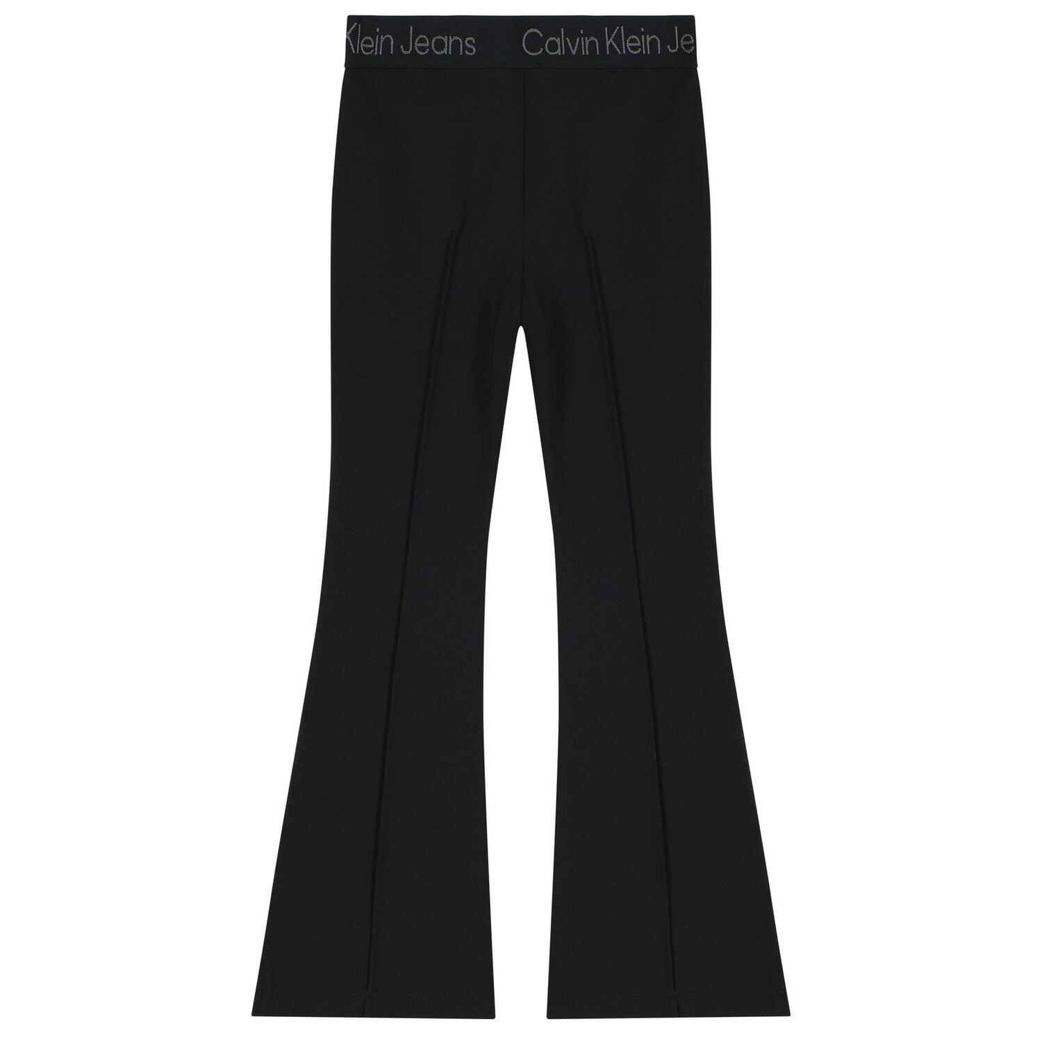 Girls Black Logo Flared Trousers, 1, hi-res image number null