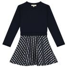 فستان بنات بالشعار باللون الكحلي , 1, hi-res