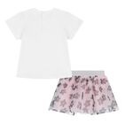 Younger Girls White & Pink Flower Skirt Set, 1, hi-res