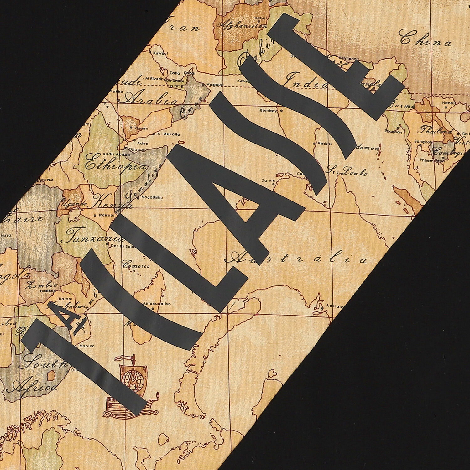 Boys Black & Beige Geo Map Logo T-Shirt, 1, hi-res