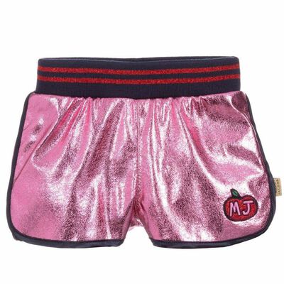 Girls Pink Faux Leather Shorts