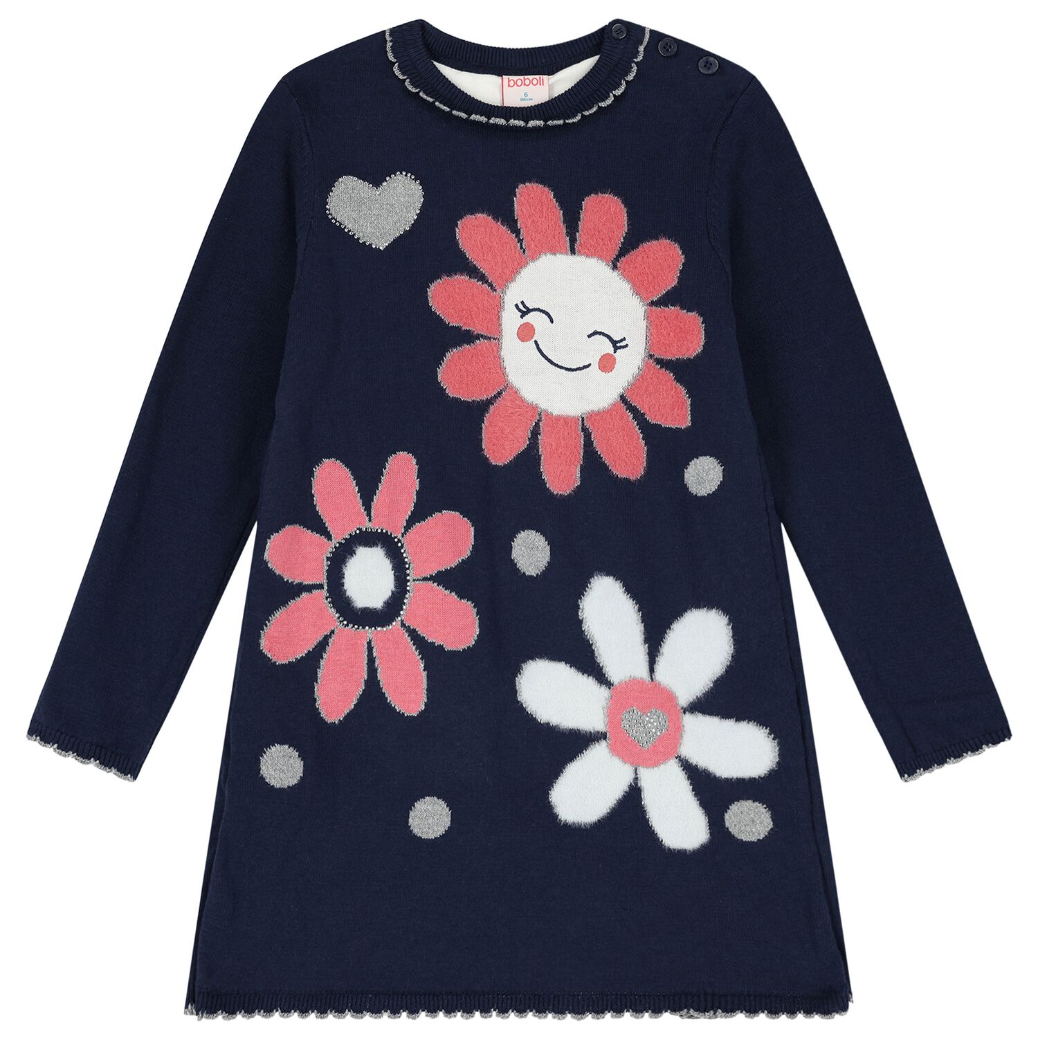 فستان بنات منسوج مزين بالترتر باللون  الكحلي , 1, hi-res image number null